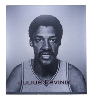Julius "Dr. J" Erving 25x28 Enshrinement Portrait Formerly  Displayed In Naismith Basketball Hall of Fame (Naismith HOF LOA) - Includes Optional Presentation Lightbox